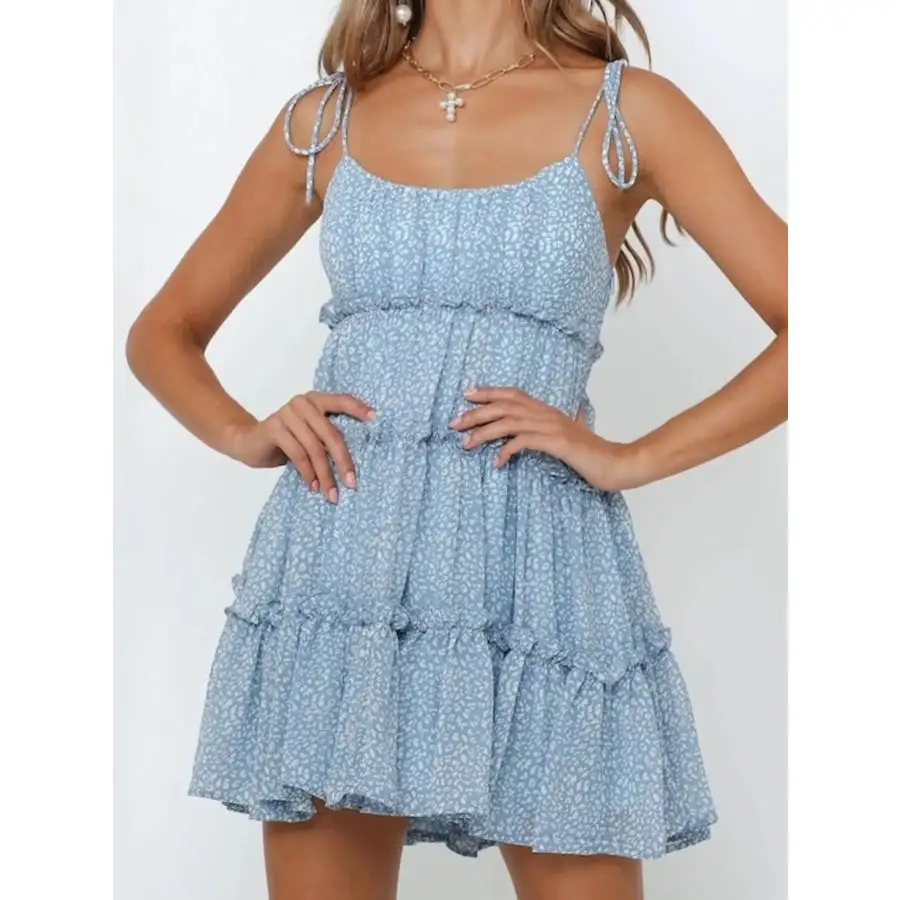 Tie-Strap Tiered Mini Dress