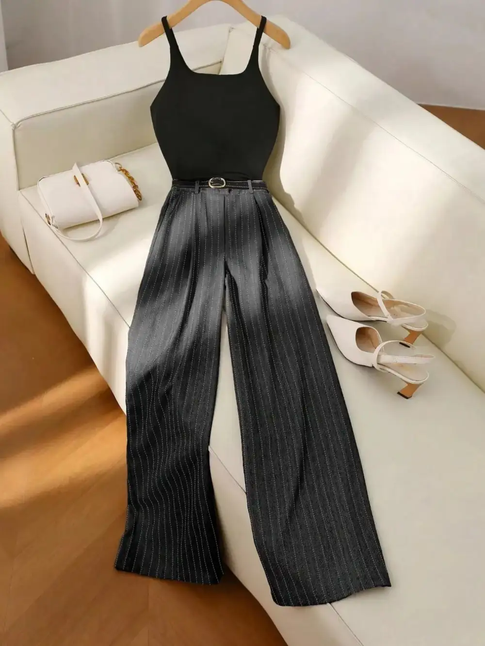 Refined Sleeveless Top and Wide Leg Pants Set