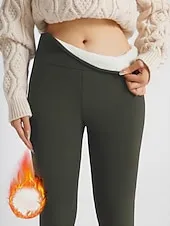 Women's Fleece Lined Leggings Leggings Cozy Fleece Lined Fashion Comfort Full Length High Waist Letter Patchwork Thermal Warm Soft Breathable Micro-elastic Casual Daily Outdoor Black Gray Fall Winter