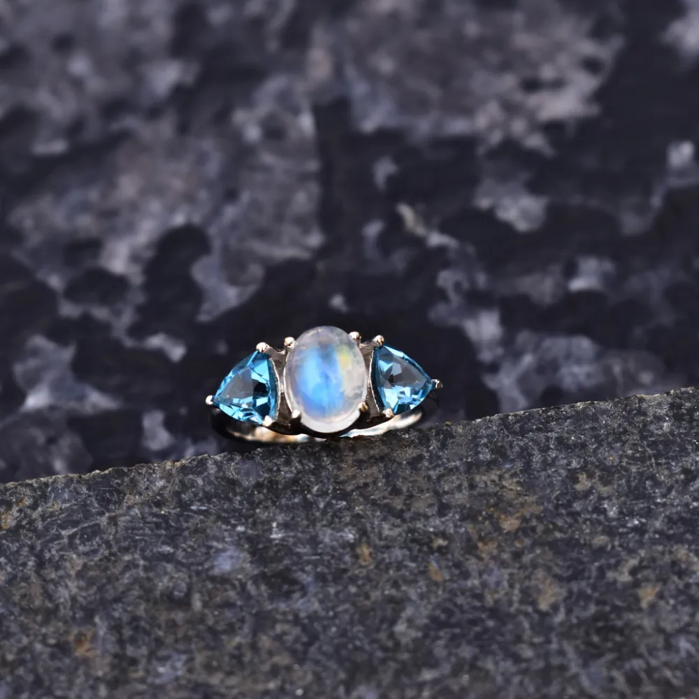 Mystic Moon Topaz Moonstone Ring