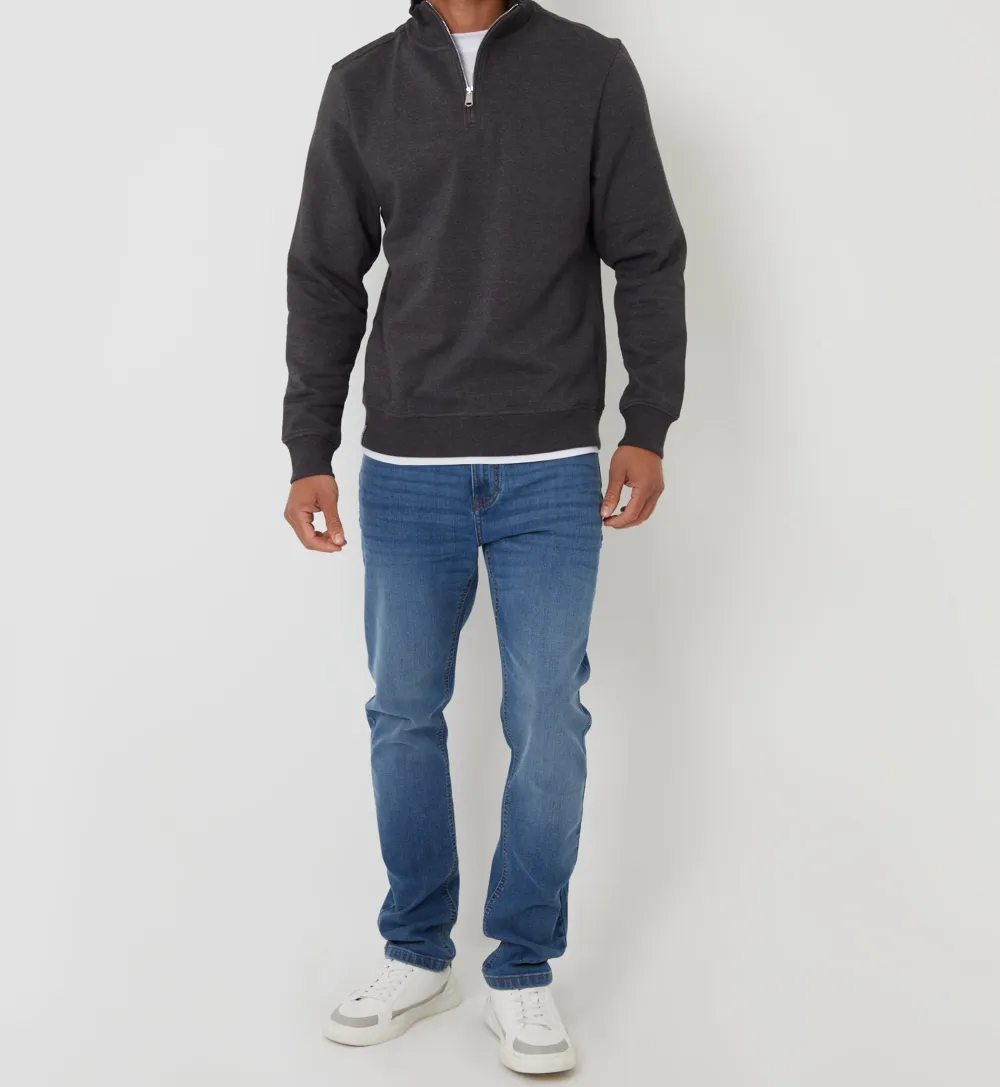 Men's Charcoal Gray Quarter-Zip Sweatshirt
