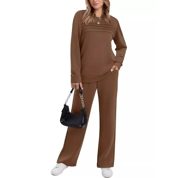 Full Size Casual Long Sleeve Top and Pants Set Plus Size