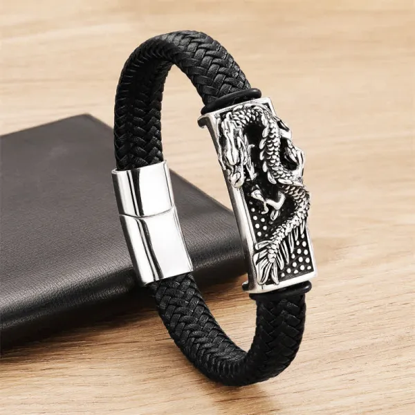 Hand Woven Dragon Braided Stainless Steel Bracelet
