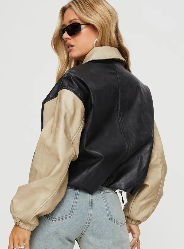 Women’s Easy Layer Faux Leather Bomber Jacket