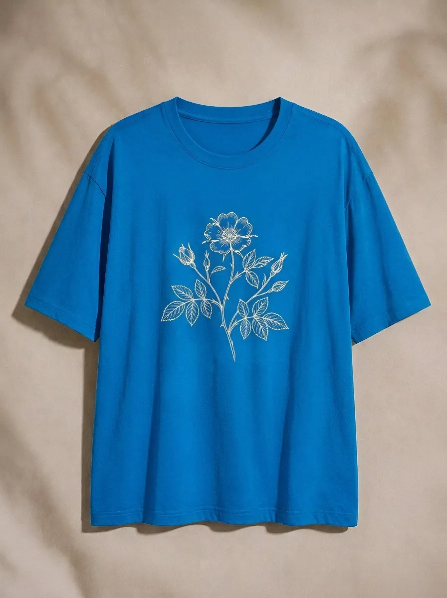 Unisex Botanical Nature Lover Wild Rose Printed T-shirt