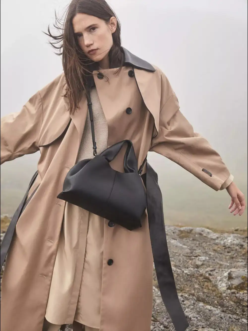 PU Leather Ruched Crossbody Handbag