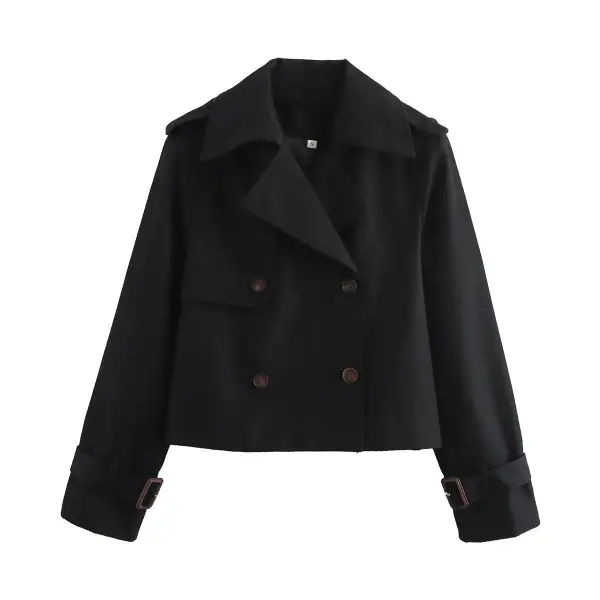 Polished Stand Collar Trench Coat