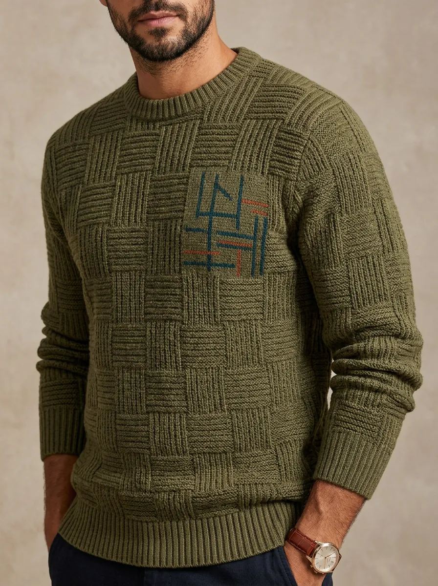Men's Geometric Embroidered Sweater