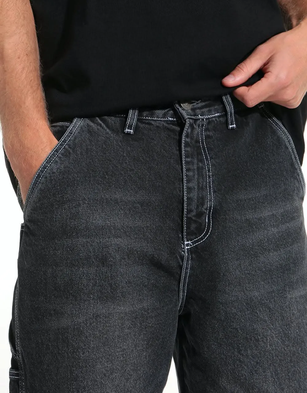 Washed Straight Carpenter Denim Jeans