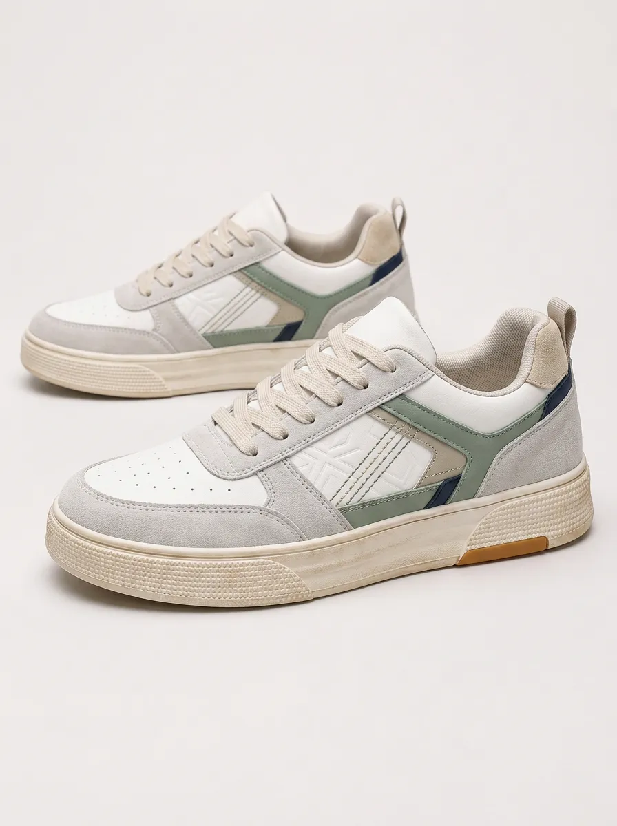 Men's Casual Geometric Pattern Colorblock Printed Sneakers