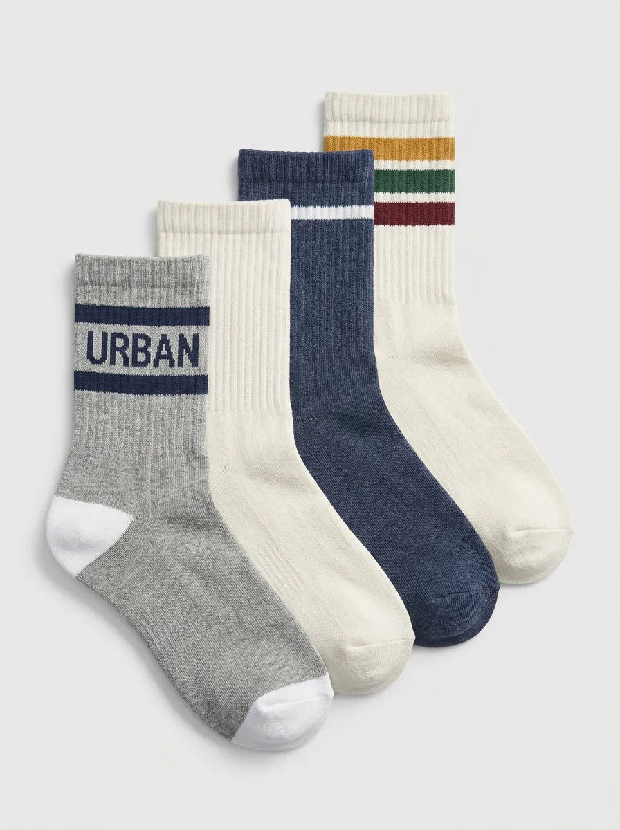 Unisex Classic-Pattern Four Pair Socks