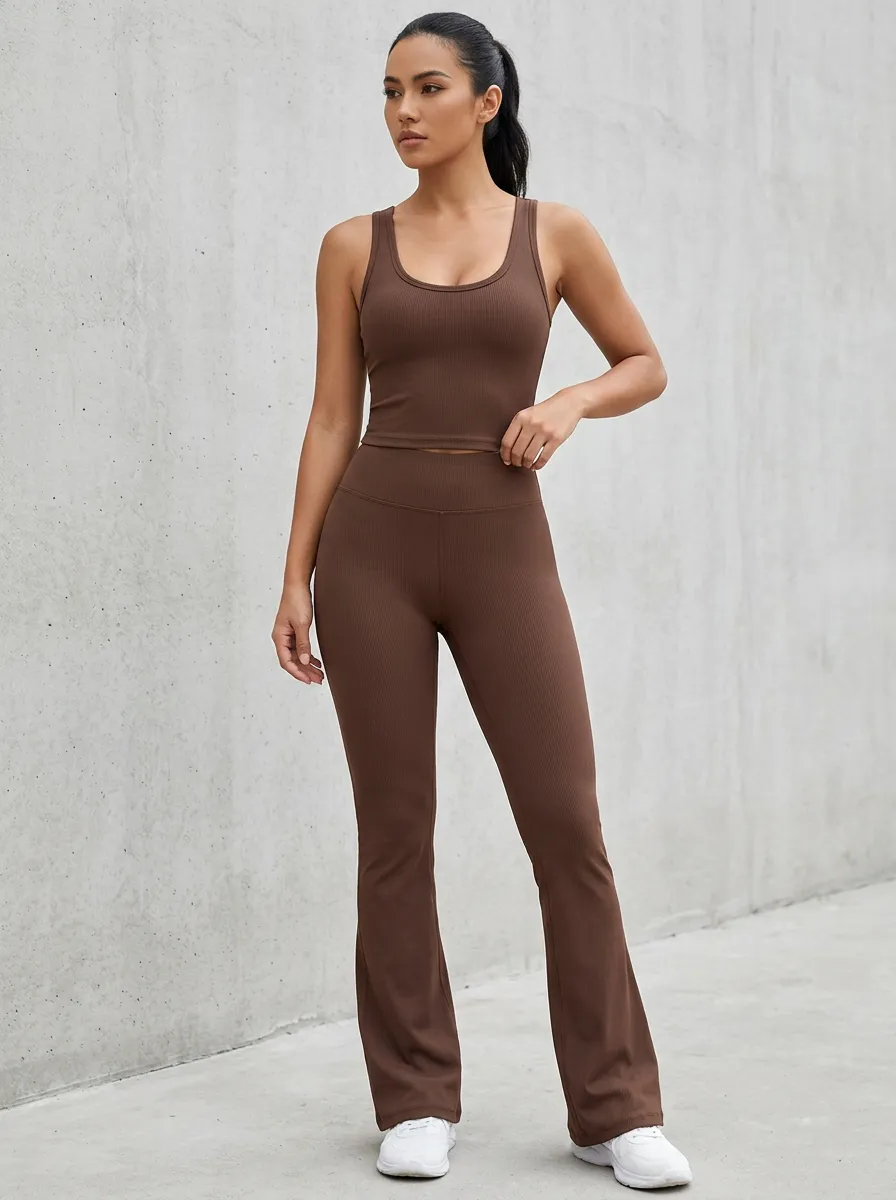 Active Cropped Women's Tank Top Flare Pants Active Set