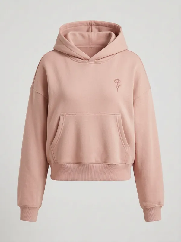 Women's Minimalist Floral Heart Line Art Printed Hoodie