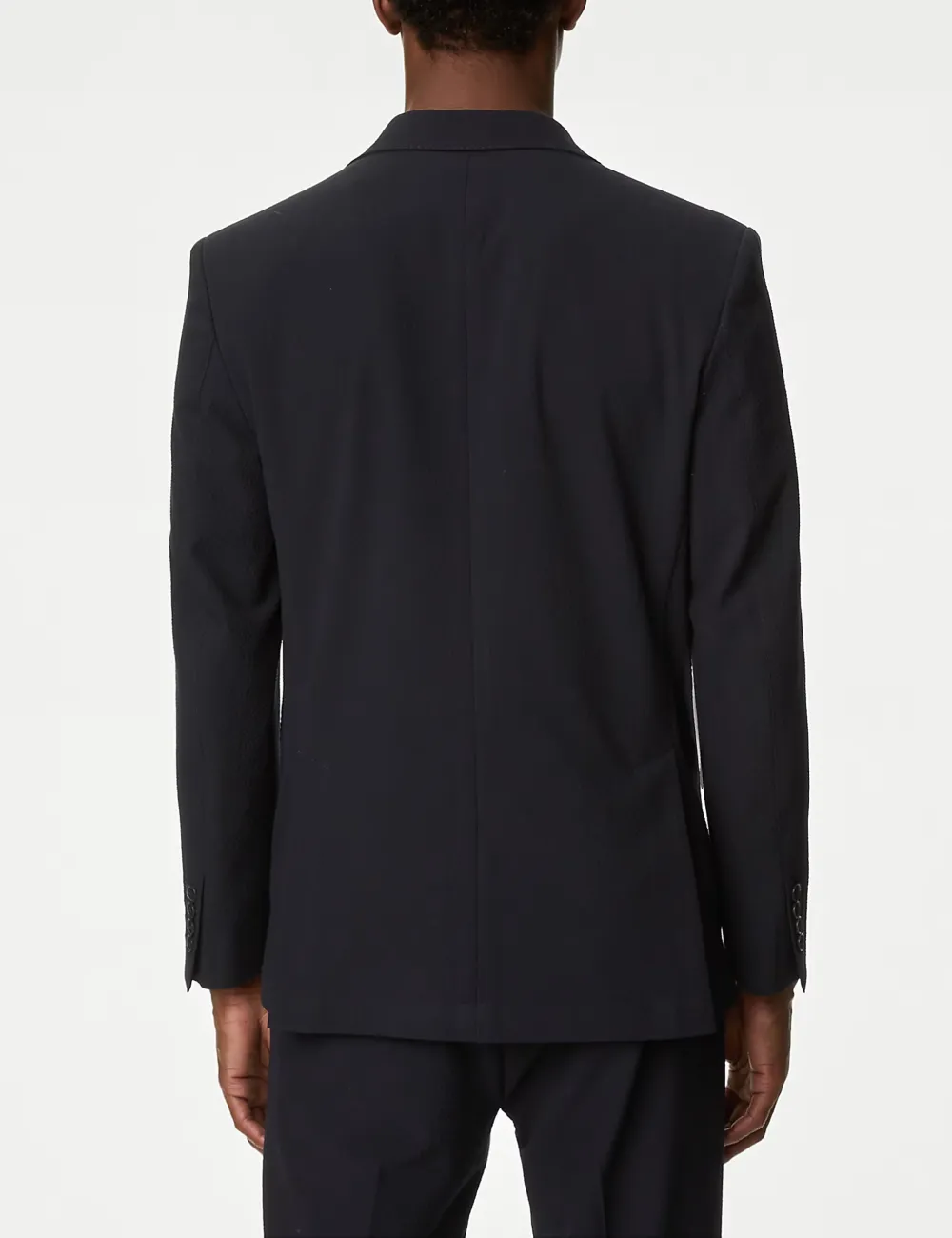 Men's Black Textured Stretch Formal Blazer