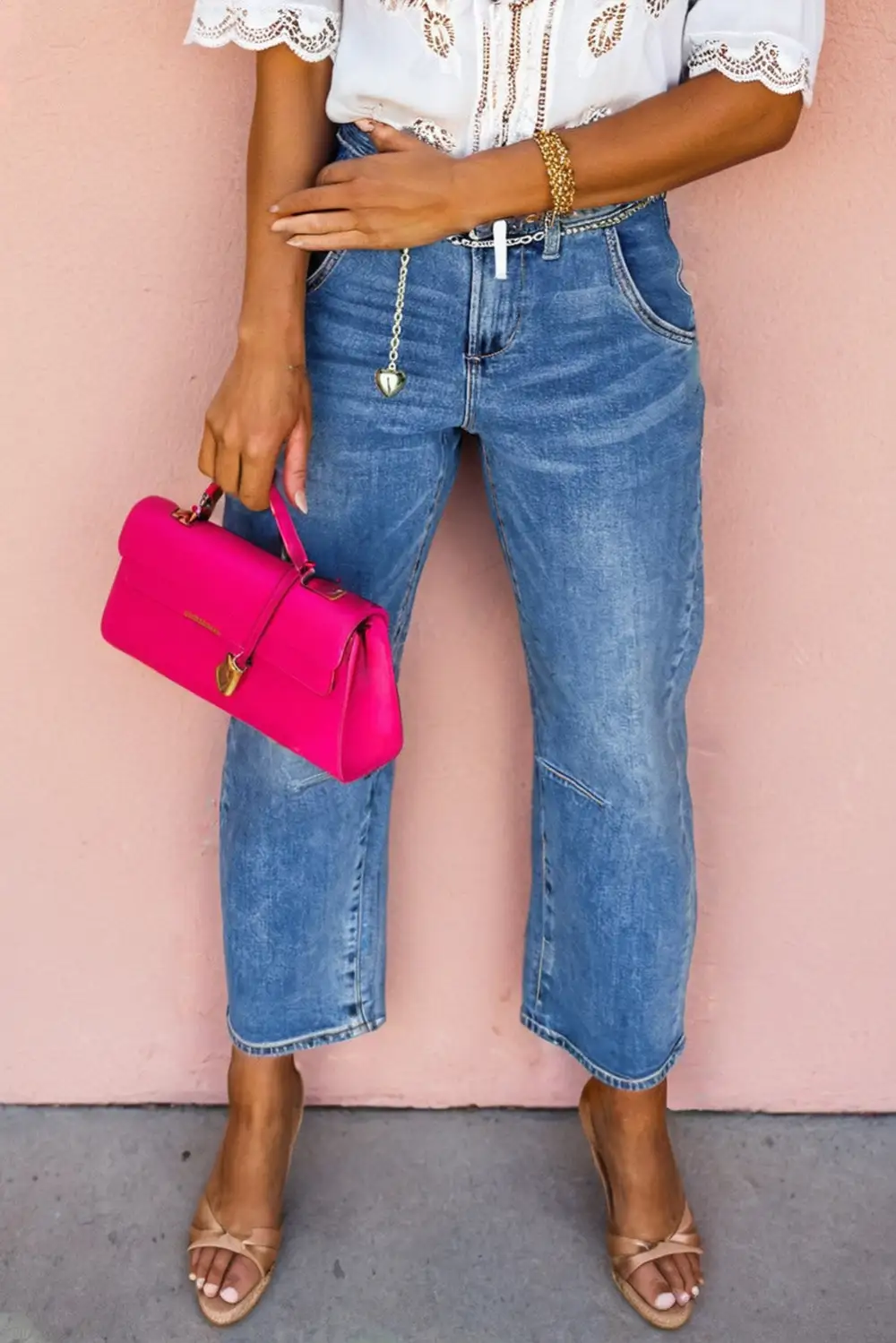 Elastic Waist Easy Layer Denim Jeans
