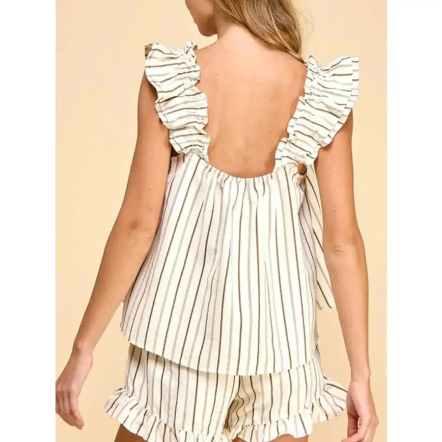 Ruffled Striped Tank and Shorts Set