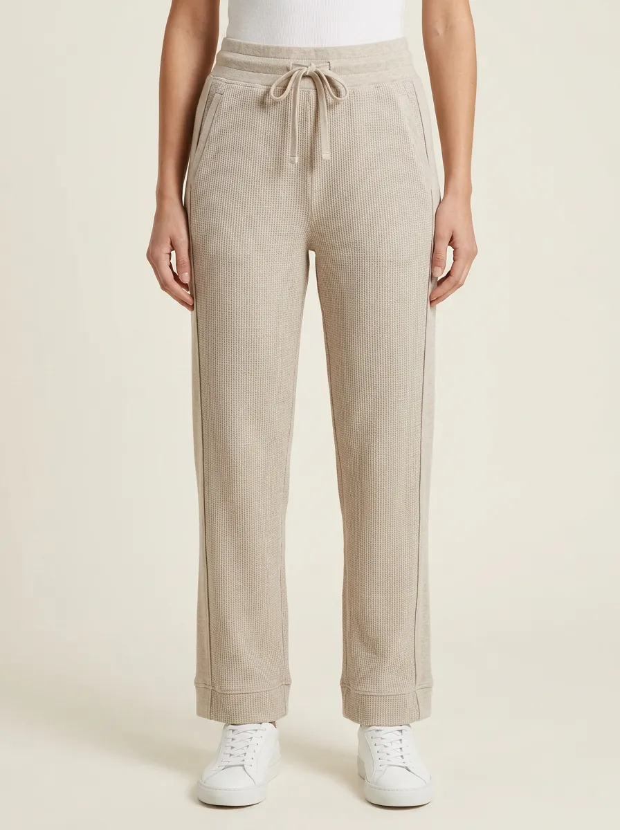 Women's Casual Lounge Waffle Knit Drawstring Jogger Pants