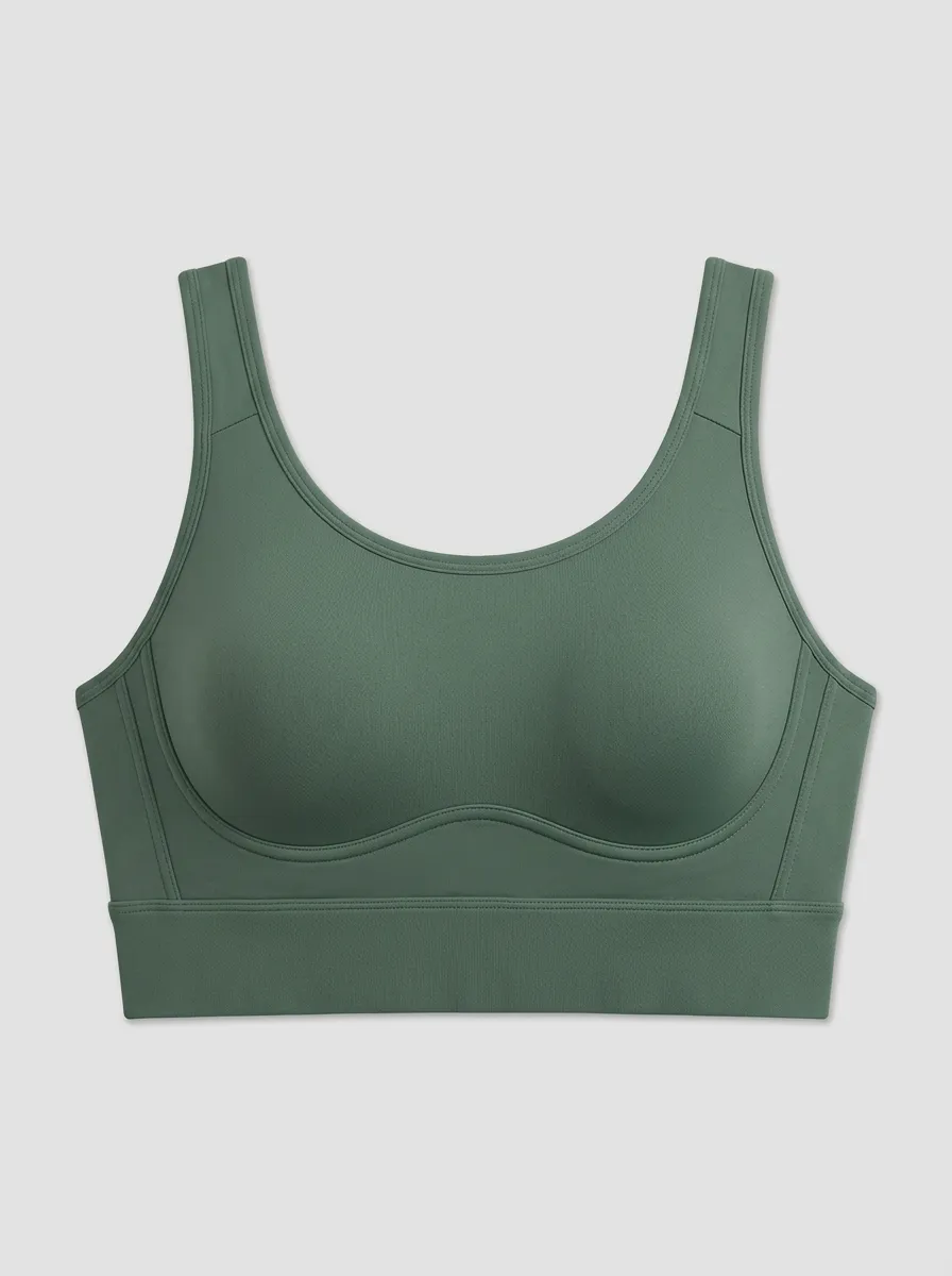 Women's Scoop-Neck Underbust-Seam Ribbed Sports Bra