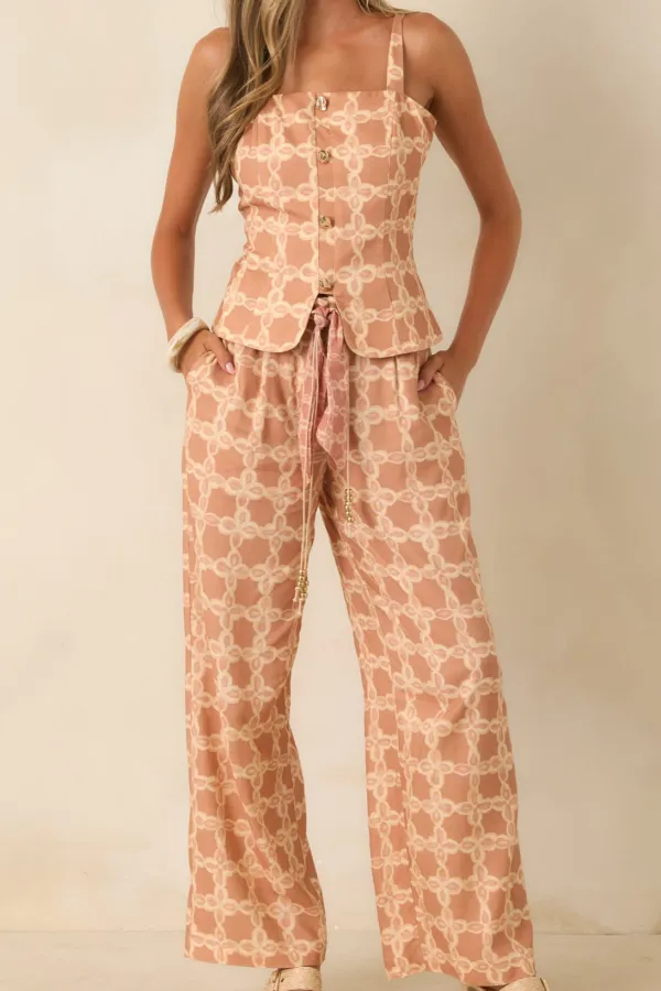 Printed Wide Leg Pants