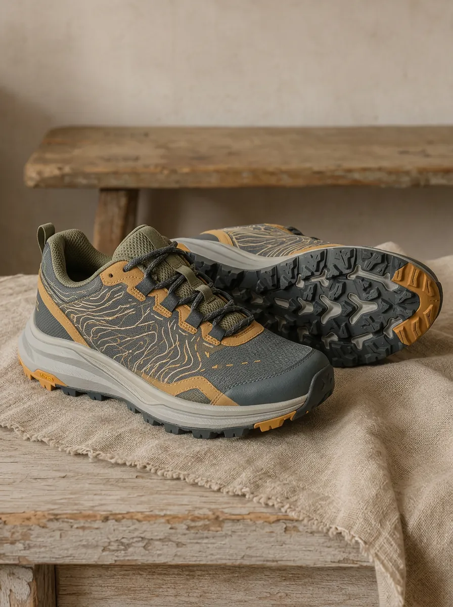 Women's Active Hiking Outdoor Topographic Map Printed Sneakers