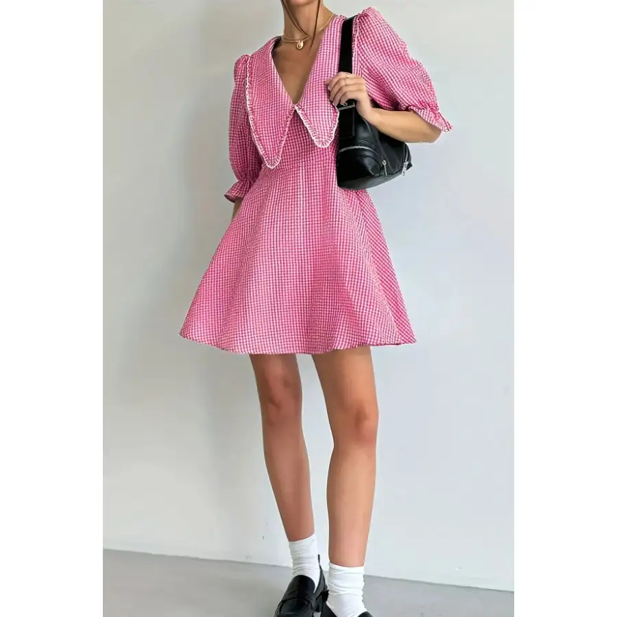 Gingham Puff Sleeve Mini Dress