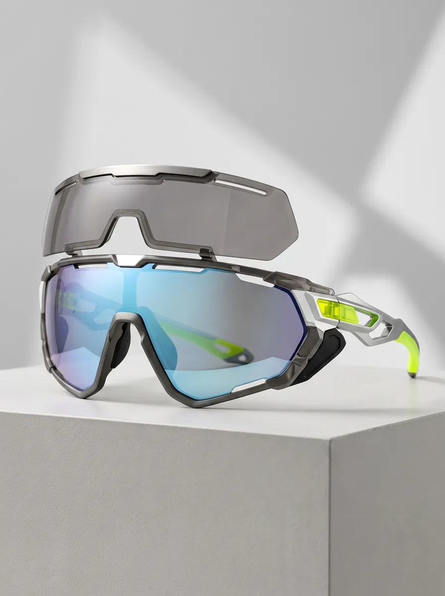Men's Cycling Sports Interchangeable Lens Printed Sunglasses