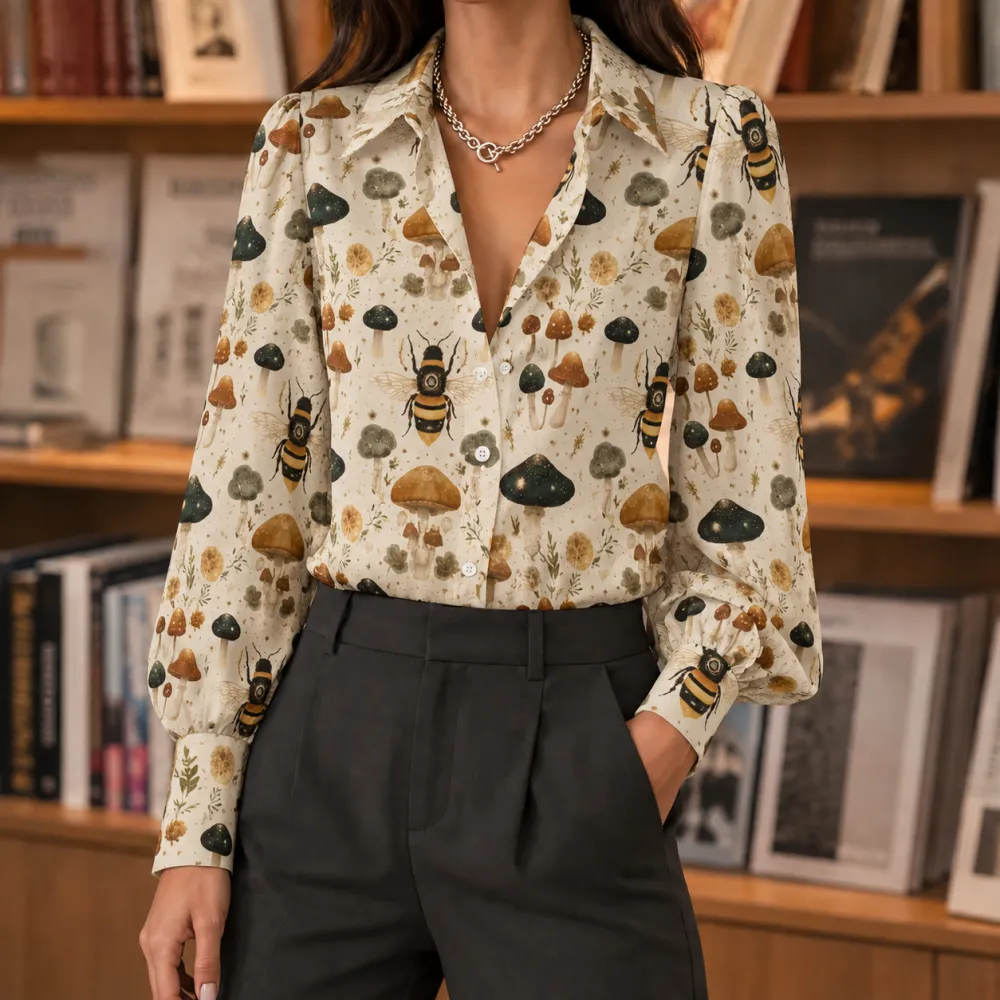 Printed Collared Blouse