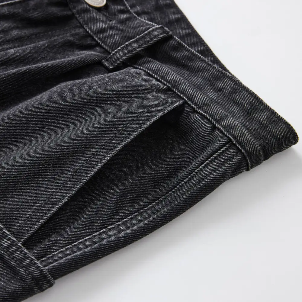 Straight Leg Cargo Washed Denim Jeans