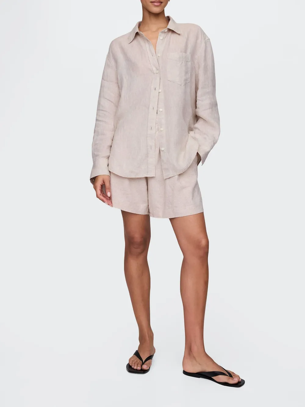 Solid Color Linen Shorts