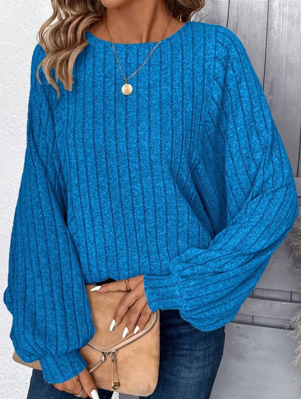 Plus Size Lantern Sleeve Top