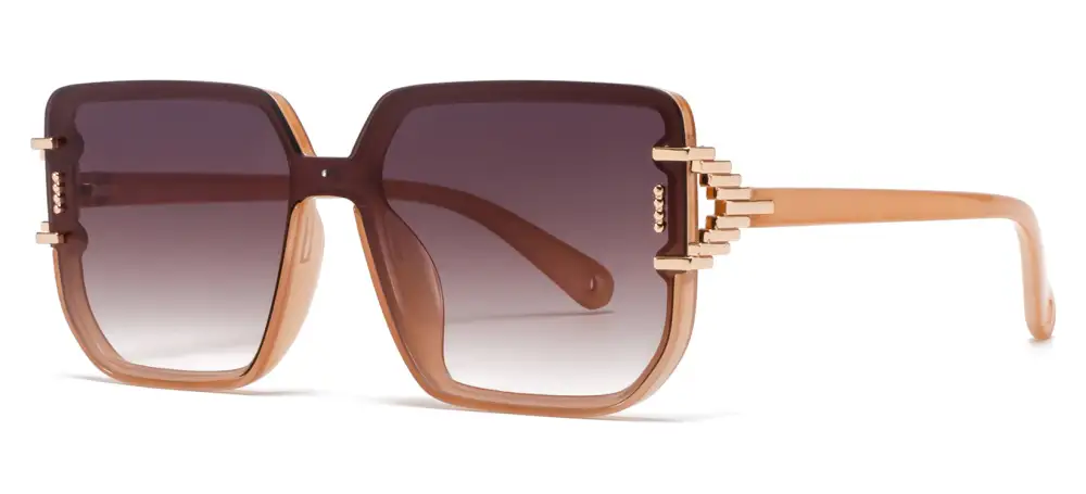 Rimless Square Frame Plastic Sunglasses