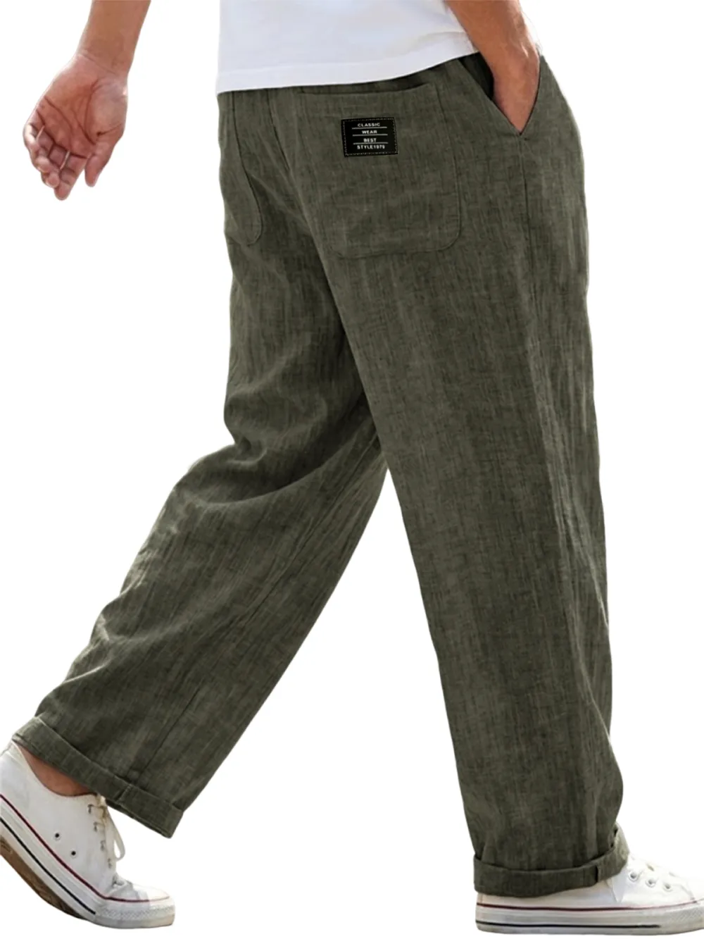 Workwear Linen Blend Utility Pocket Trousers