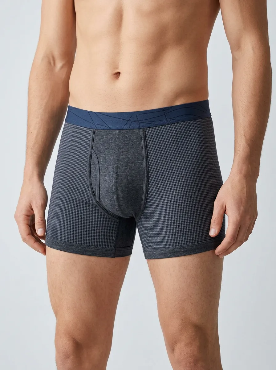 Geometric Patterned Dark Boxer Briefs