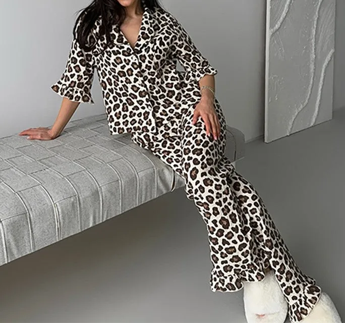 Leopard Print Short Sleeve Set