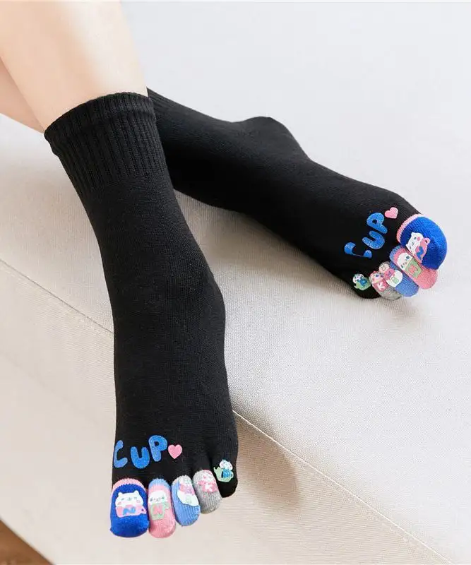 Boho Cartoon Cotton Mid Toe Socks