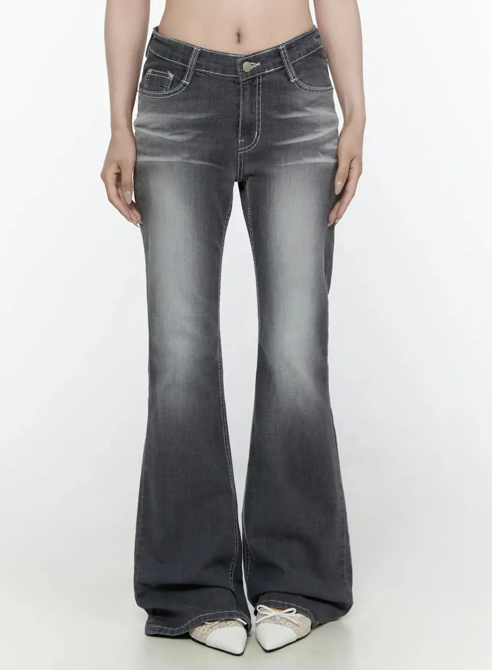 Slim-Fit Wash Bootcut Jeans