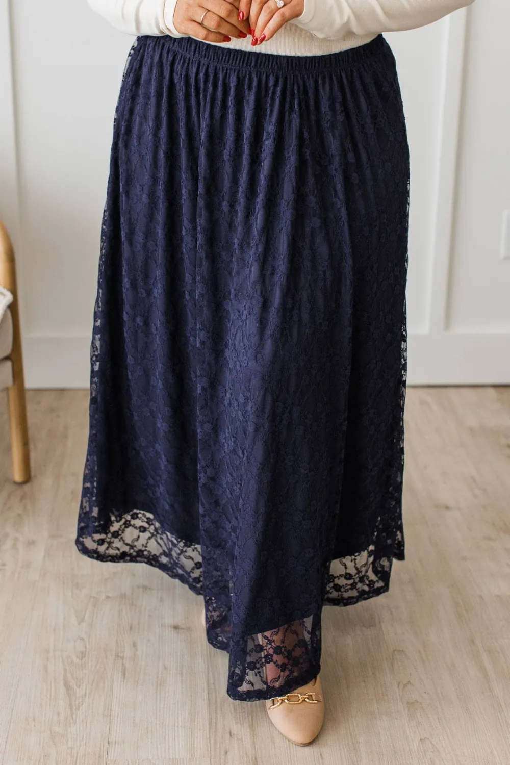 Elastic Waist Floral Midi Classic Skirt