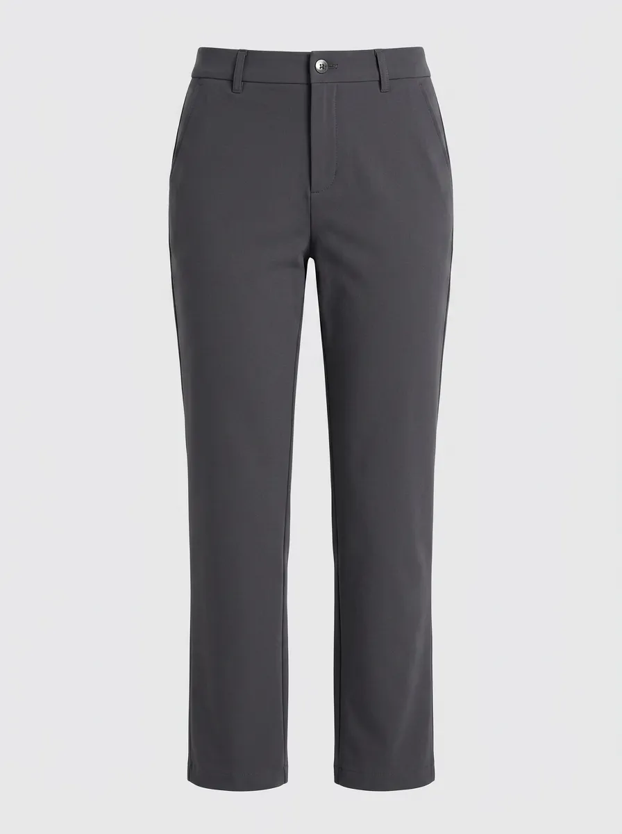 Women's Classic Minimalist Mid-Rise High-Stretch Straight-Leg Pants