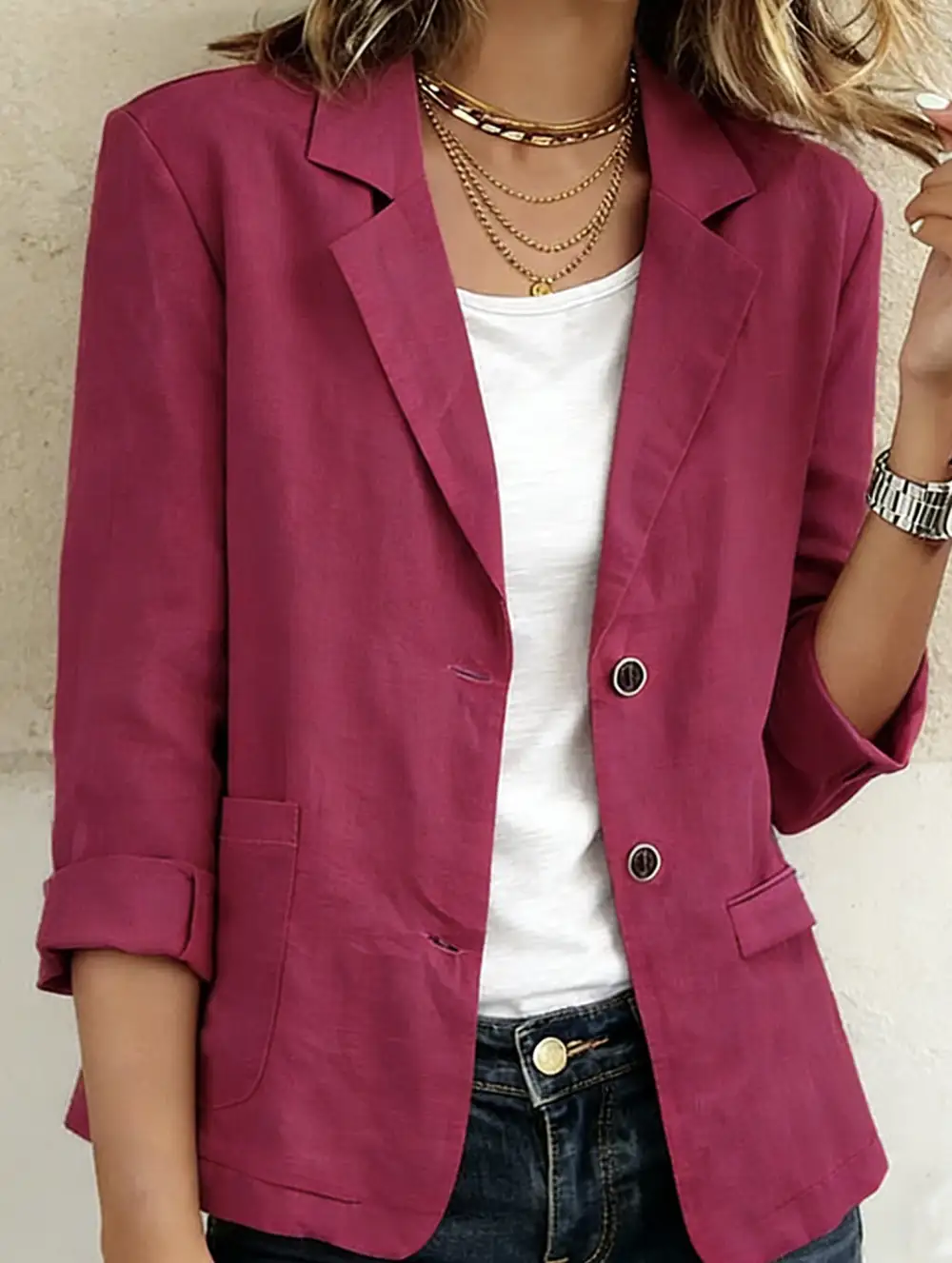 Cotton Linen Jackets and Blazers Top