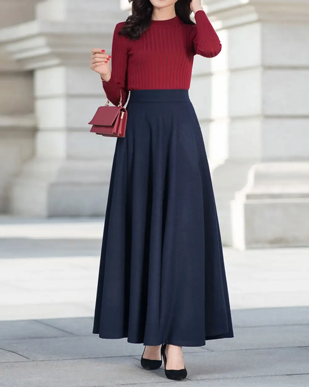 Everyday Pocketed Wool Maxi Skirt