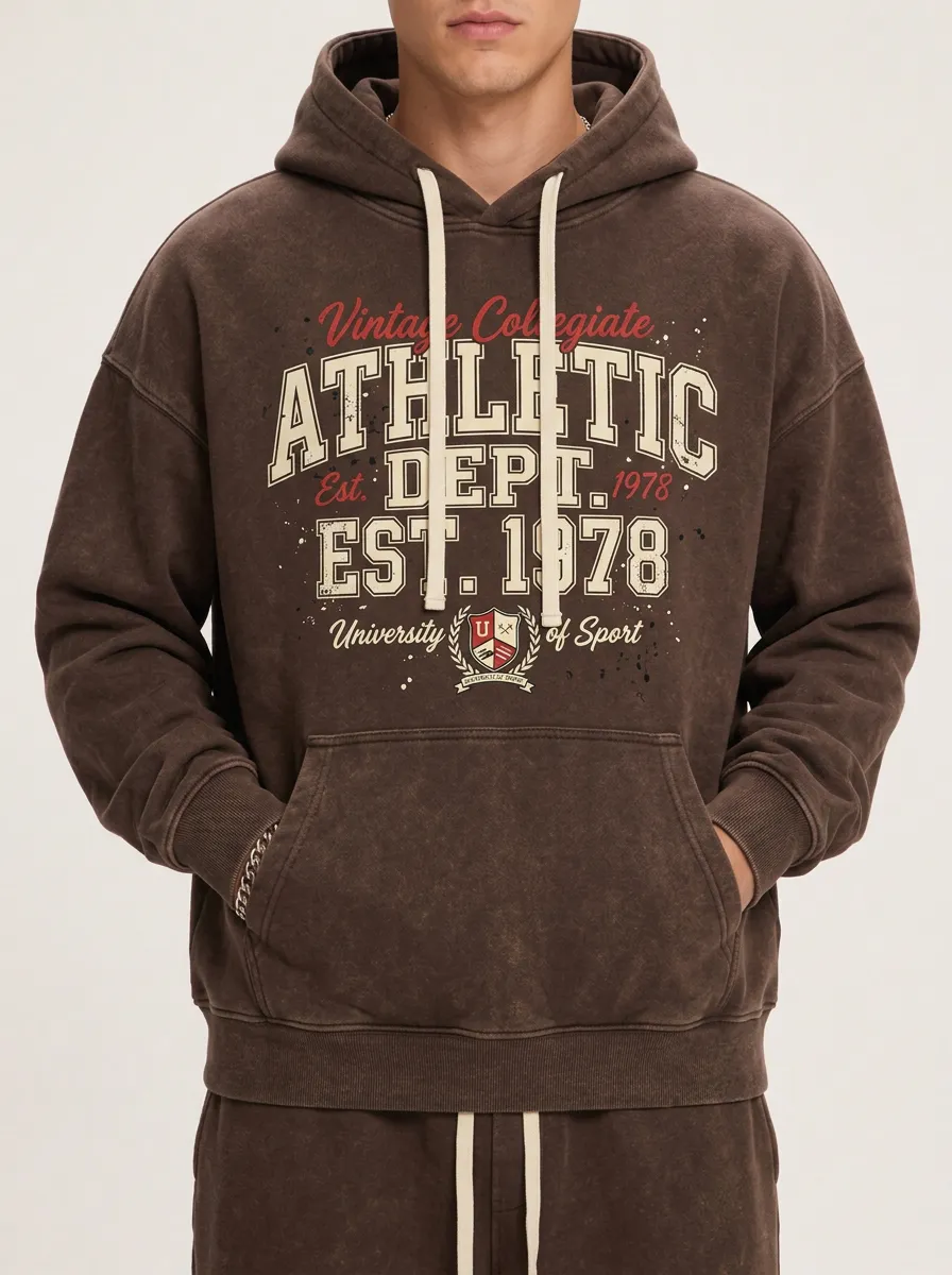 Men's Vintage Collegiate Athletic Dept 1978 Printed Hoodie