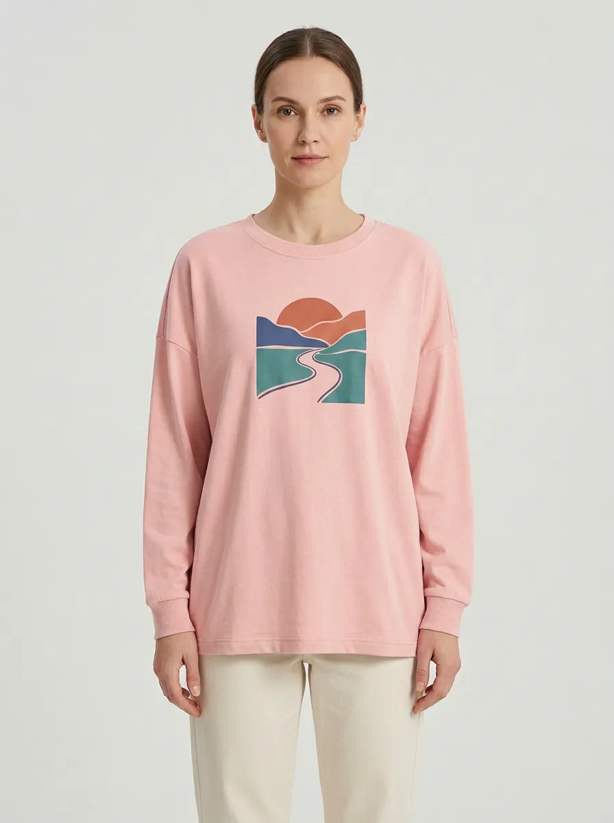 Women's Graphic Print Long-Sleeve Crew-Neck