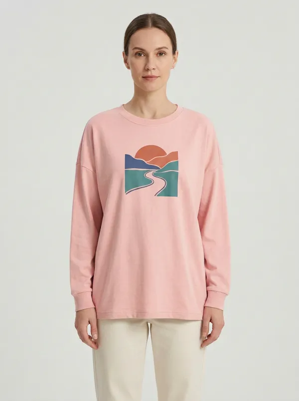 Women's Graphic Print Long-Sleeve Crew-Neck