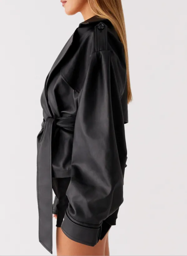 Faux Leather Trench Jackets