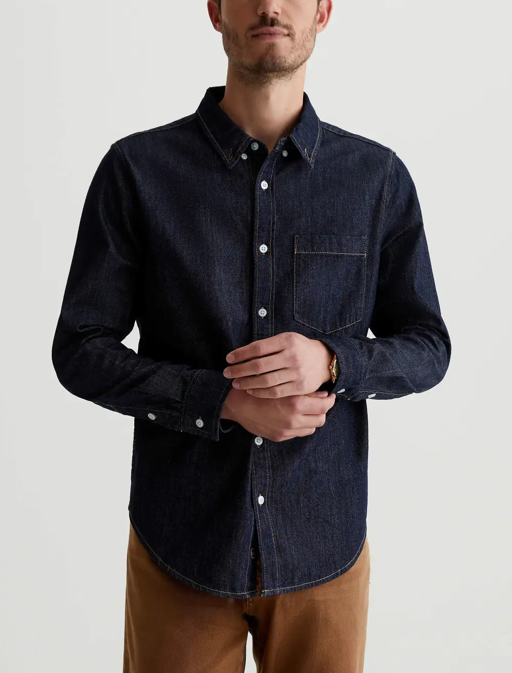 Men's Stretch Long-Sleeve Denim Shirt