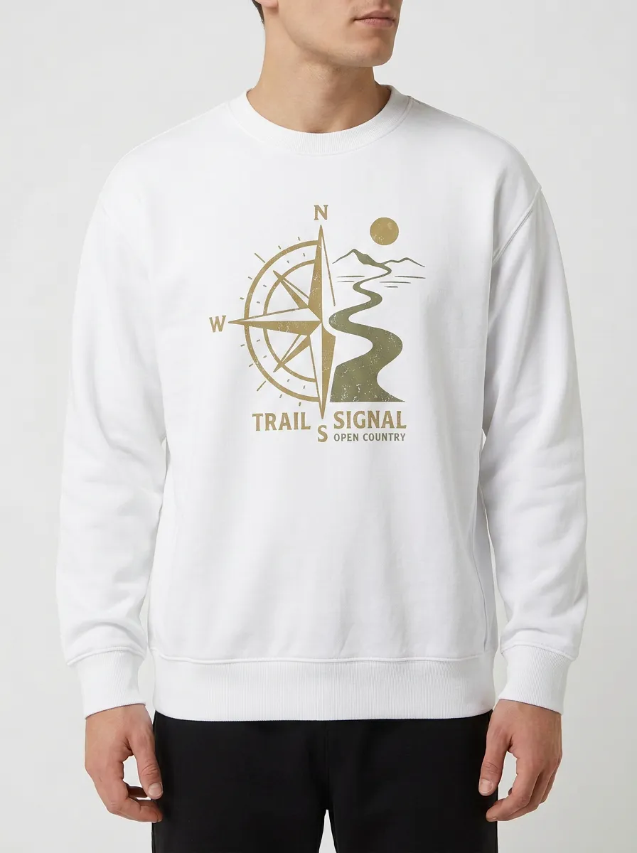 Men's Hiking Lover Compass Trail Printed Sweatshirt