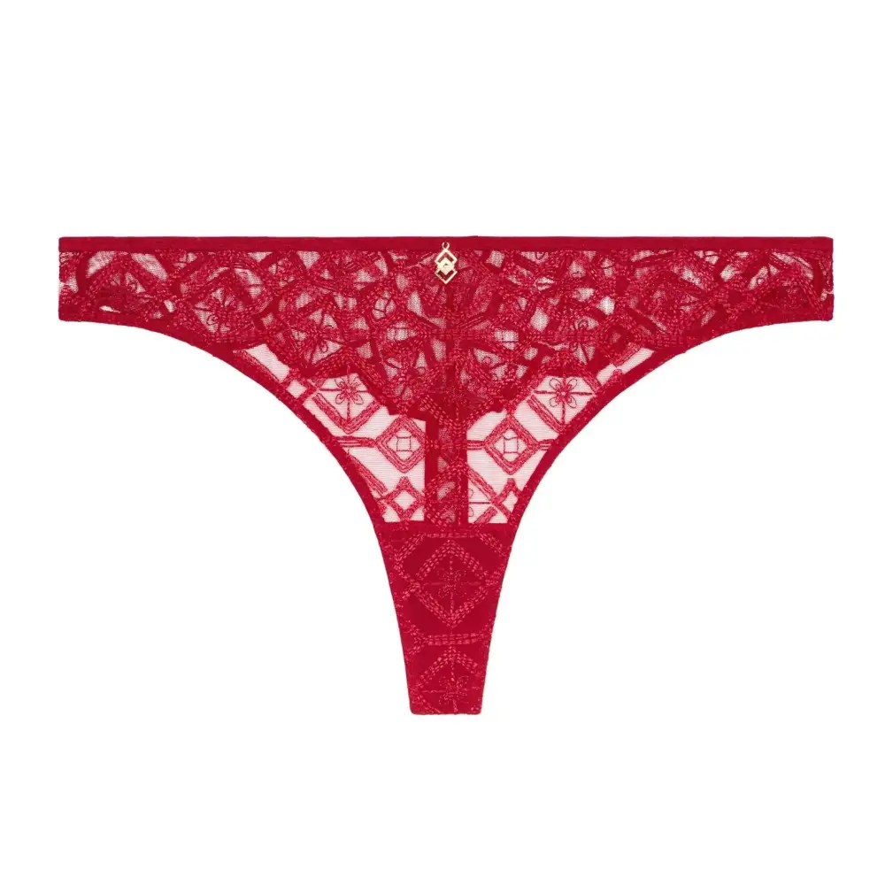 Women's Seamless Embroidery Mesh Lightweight Tanga Panty