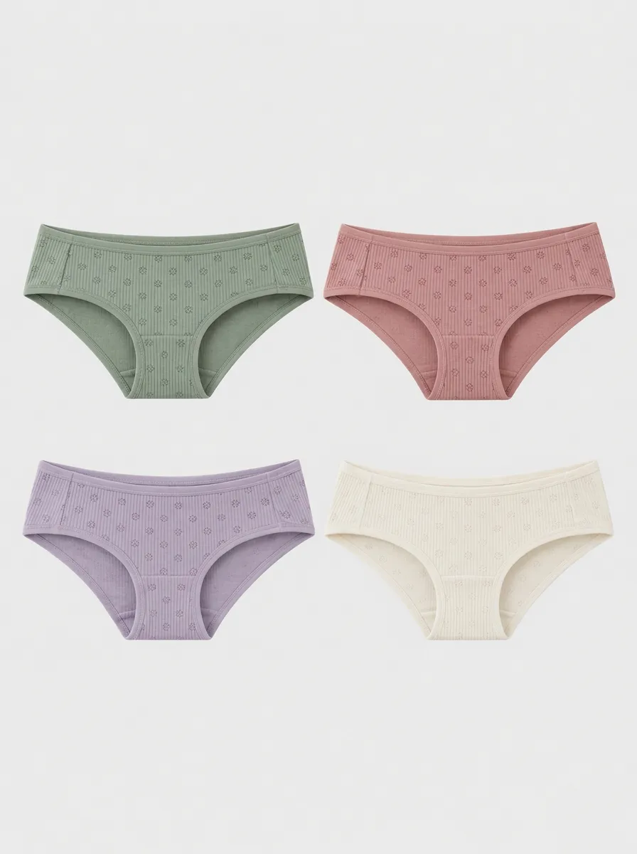 Women's Multicolor Floral Ribbed Bikini Briefs 4-Pack