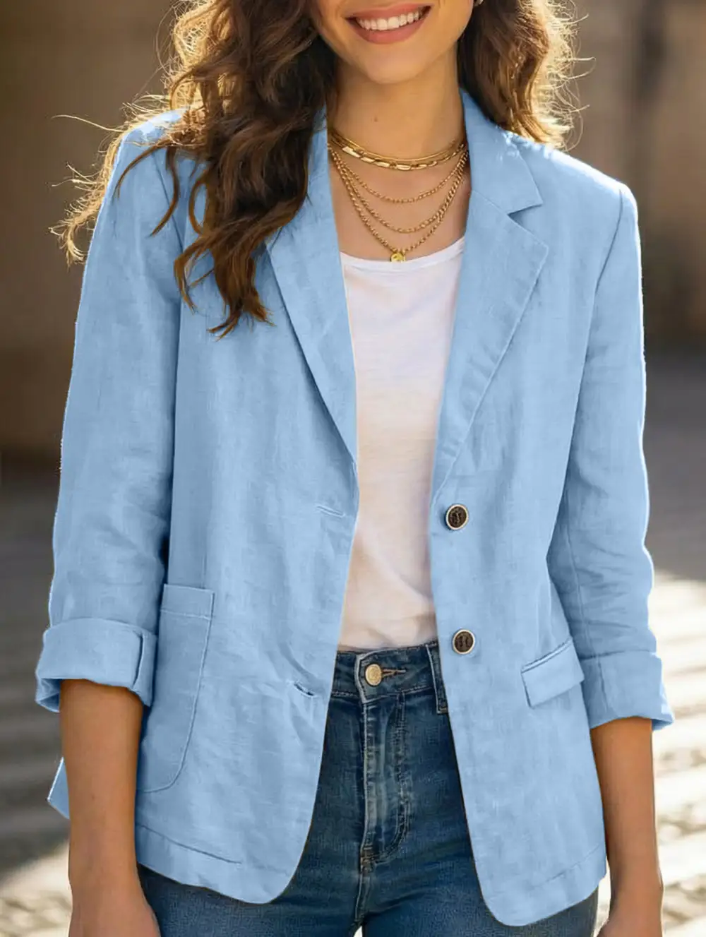 Cotton Linen Jackets and Blazers Top
