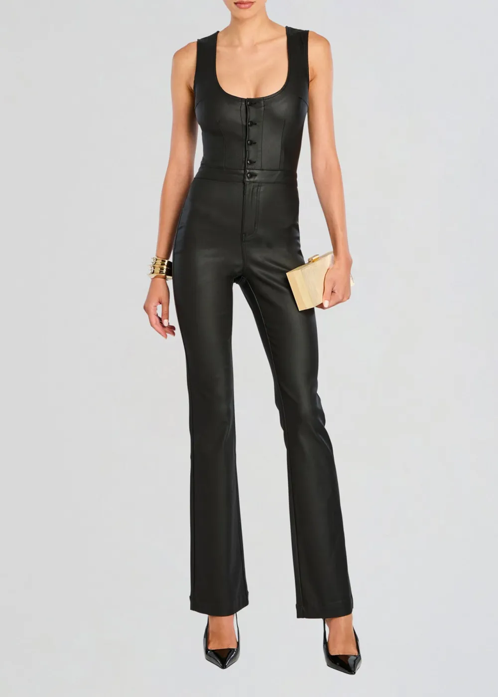Coated Denim Jumpsuit